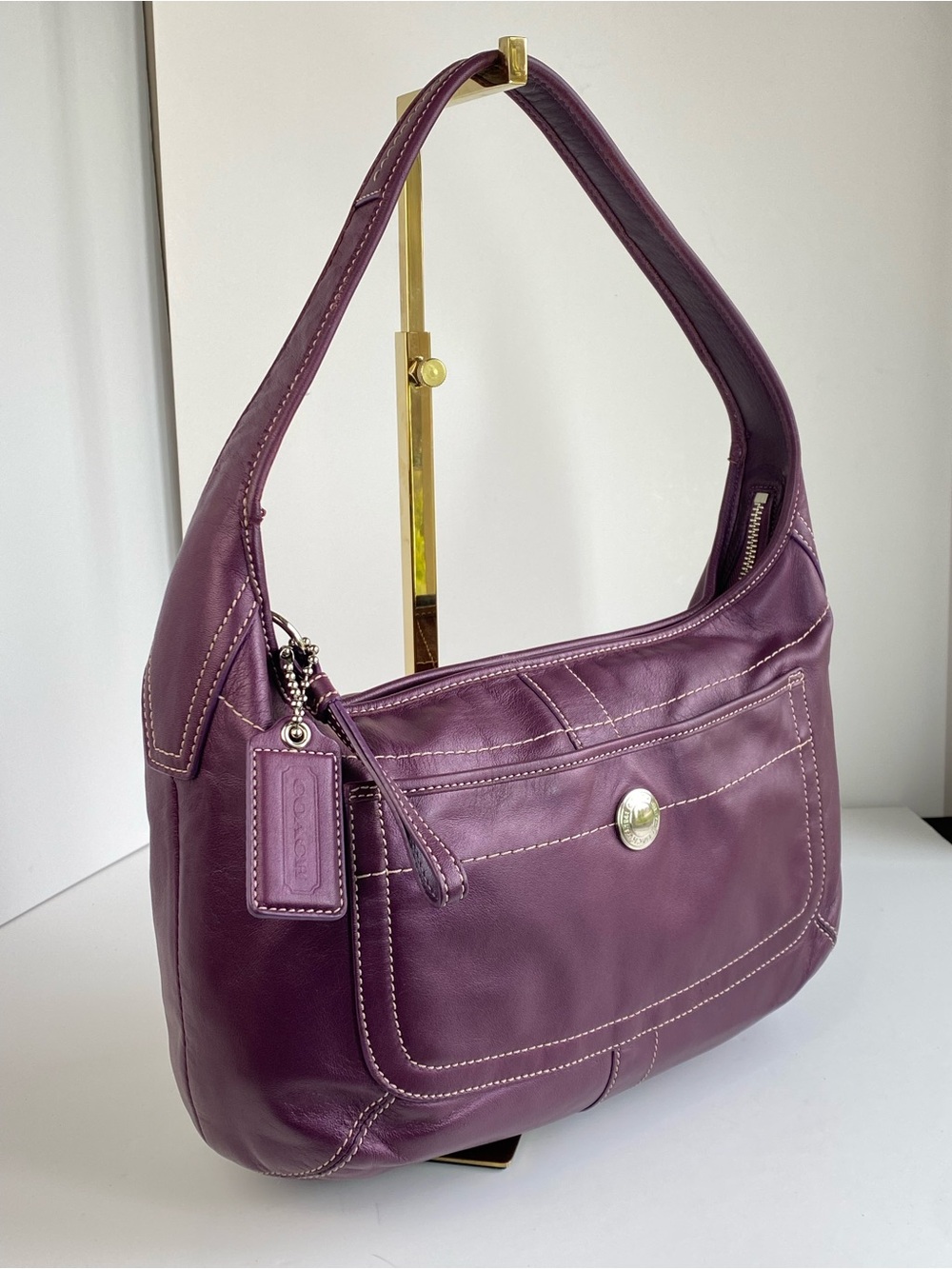 Coach RARE Y2k Tattersal Ergo Hobo Shoulder Bag All Leather - Picture 12 of 14